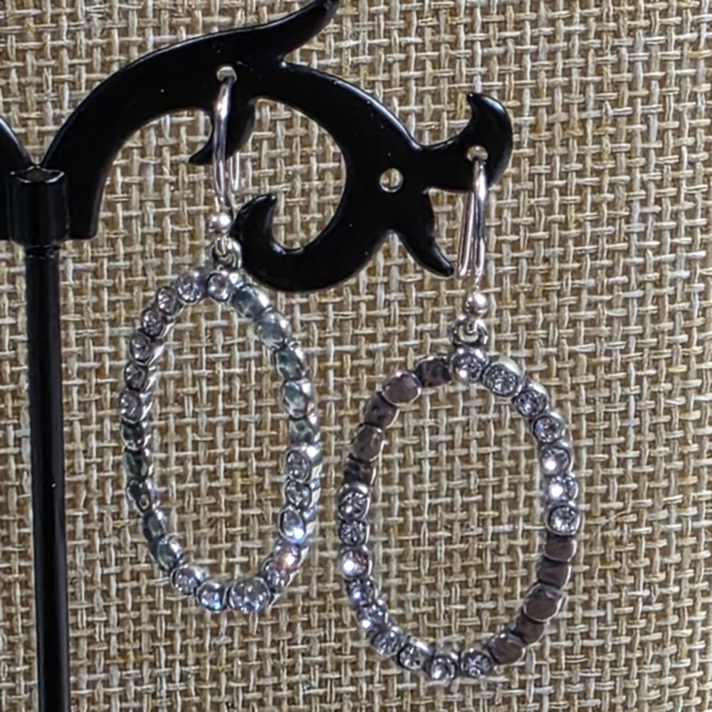 Silpada Sterling Silver & Swarovski Crystal Oval Glitz Drop Earrings - Picture 8 of 9